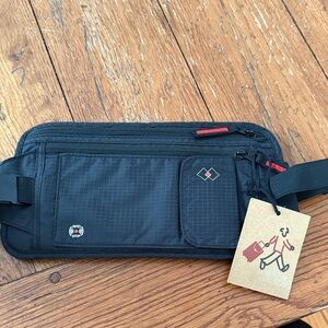 RFID Black Travel Waist Bag